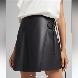 Bershka Cream Faux Leather Skater Skirt